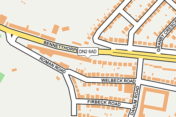 DN2 6AD map - OS OpenMap – Local (Ordnance Survey)
