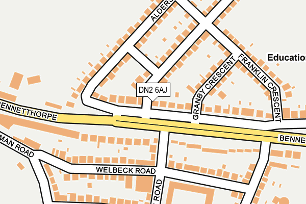 DN2 6AJ map - OS OpenMap – Local (Ordnance Survey)