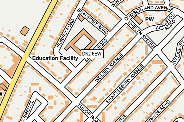 DN2 6EW map - OS OpenMap – Local (Ordnance Survey)