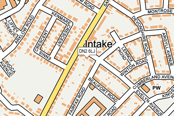 DN2 6LJ map - OS OpenMap – Local (Ordnance Survey)