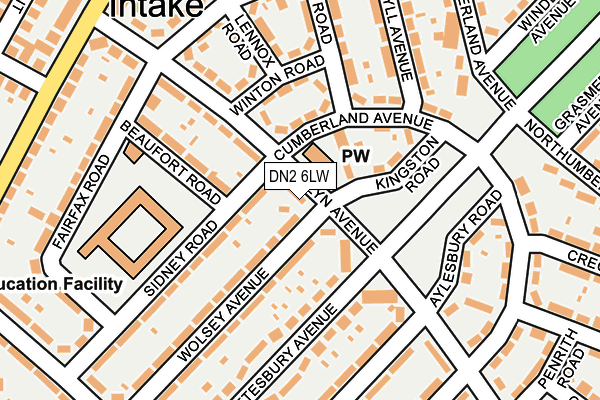 DN2 6LW map - OS OpenMap – Local (Ordnance Survey)