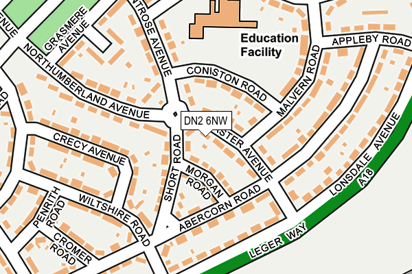DN2 6NW map - OS OpenMap – Local (Ordnance Survey)