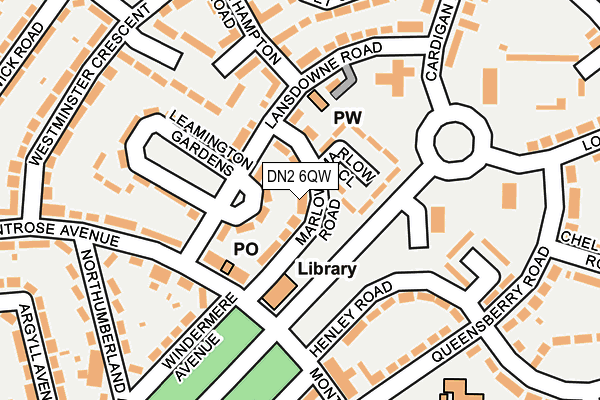 DN2 6QW map - OS OpenMap – Local (Ordnance Survey)
