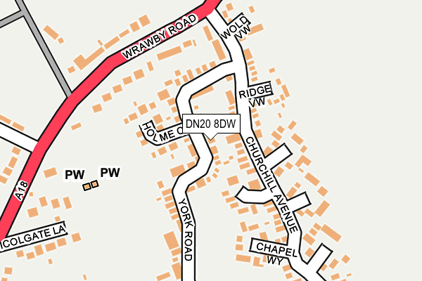 DN20 8DW map - OS OpenMap – Local (Ordnance Survey)
