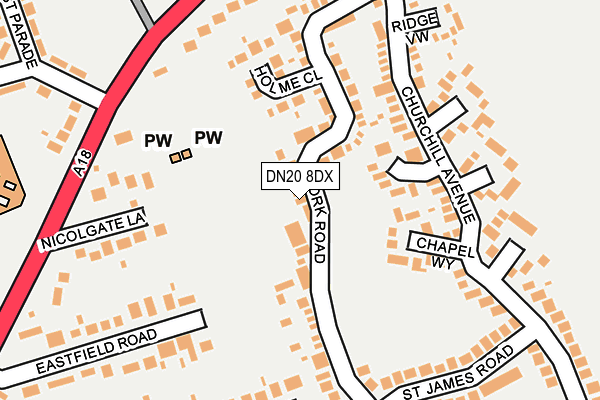 DN20 8DX map - OS OpenMap – Local (Ordnance Survey)