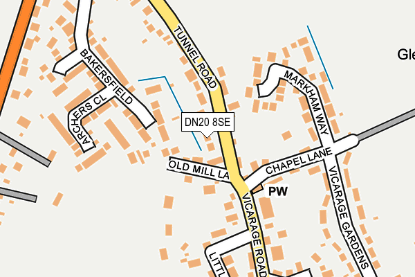 DN20 8SE map - OS OpenMap – Local (Ordnance Survey)