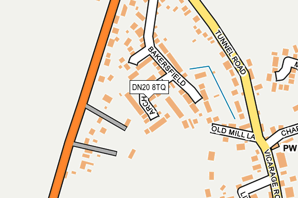 DN20 8TQ map - OS OpenMap – Local (Ordnance Survey)