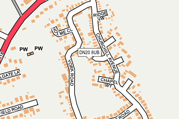 DN20 8UB map - OS OpenMap – Local (Ordnance Survey)