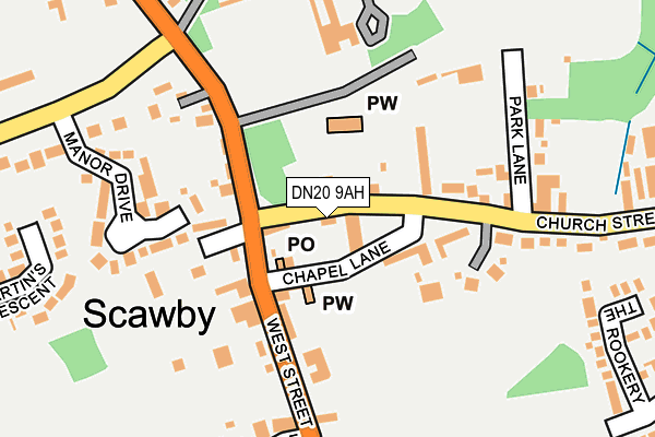 DN20 9AH map - OS OpenMap – Local (Ordnance Survey)