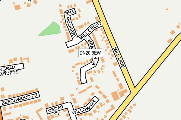 DN20 9EW map - OS OpenMap – Local (Ordnance Survey)