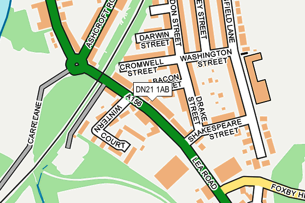 DN21 1AB map - OS OpenMap – Local (Ordnance Survey)