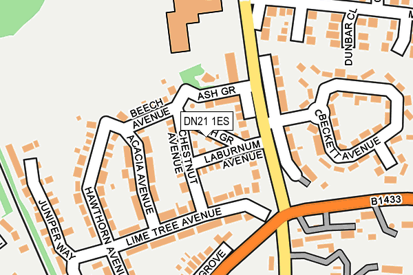 DN21 1ES map - OS OpenMap – Local (Ordnance Survey)