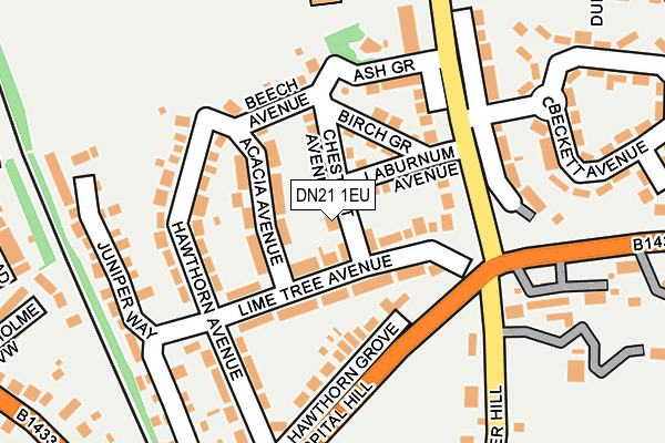 DN21 1EU map - OS OpenMap – Local (Ordnance Survey)