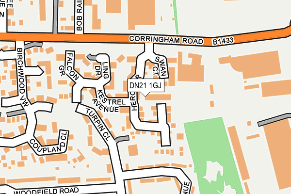 DN21 1GJ map - OS OpenMap – Local (Ordnance Survey)