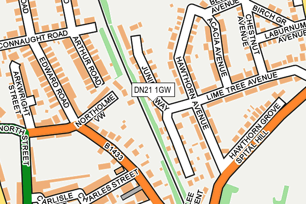 DN21 1GW map - OS OpenMap – Local (Ordnance Survey)