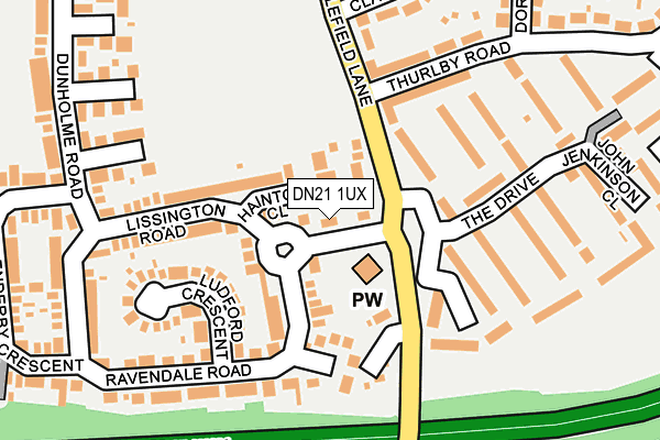 DN21 1UX map - OS OpenMap – Local (Ordnance Survey)