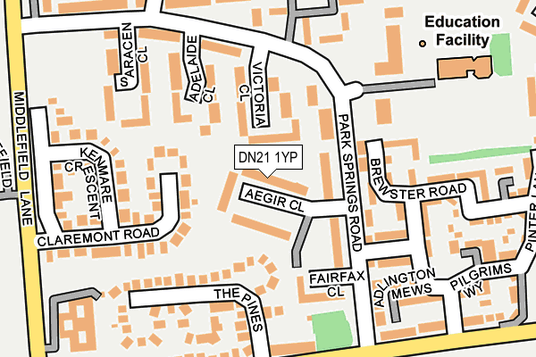 DN21 1YP map - OS OpenMap – Local (Ordnance Survey)