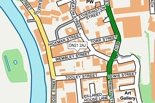 DN21 2AJ map - OS OpenMap – Local (Ordnance Survey)