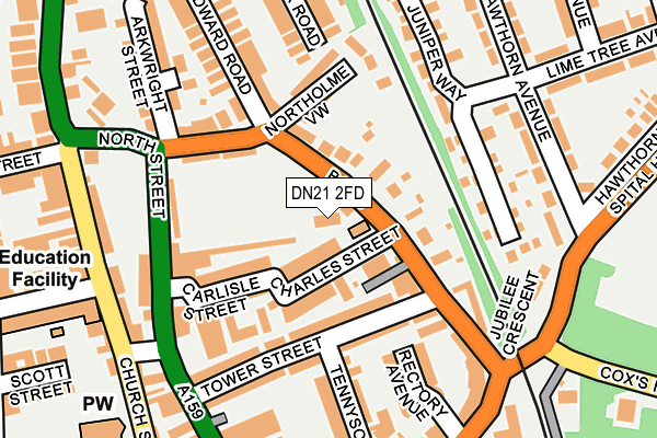 DN21 2FD map - OS OpenMap – Local (Ordnance Survey)