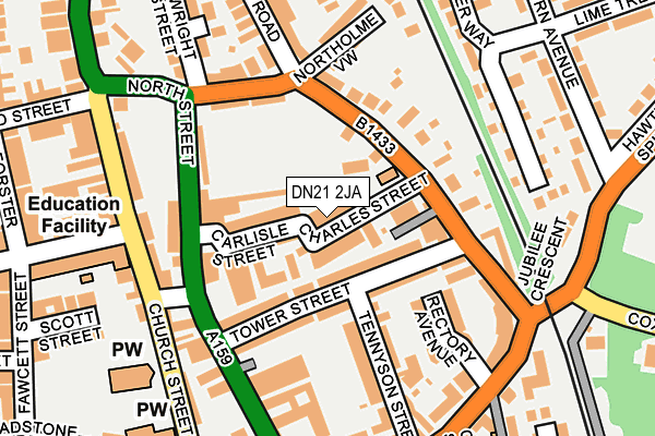 DN21 2JA map - OS OpenMap – Local (Ordnance Survey)