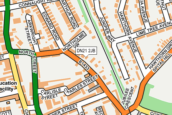 DN21 2JB map - OS OpenMap – Local (Ordnance Survey)