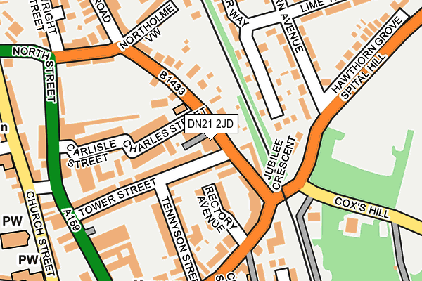 DN21 2JD map - OS OpenMap – Local (Ordnance Survey)