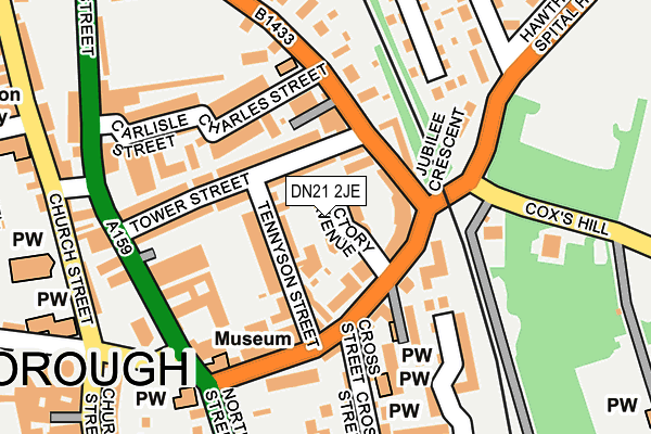 DN21 2JE map - OS OpenMap – Local (Ordnance Survey)