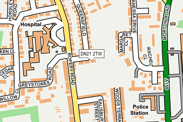 DN21 2TW map - OS OpenMap – Local (Ordnance Survey)