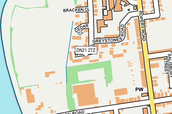 DN21 2TZ map - OS OpenMap – Local (Ordnance Survey)