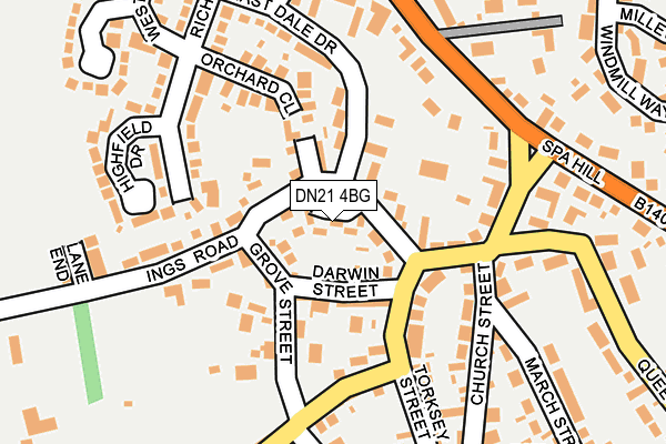 DN21 4BG map - OS OpenMap – Local (Ordnance Survey)