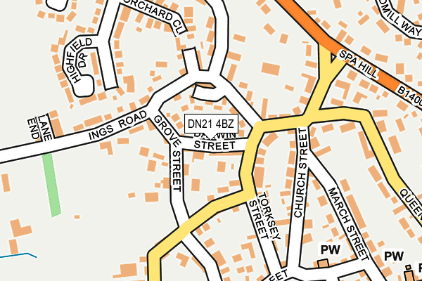 DN21 4BZ map - OS OpenMap – Local (Ordnance Survey)