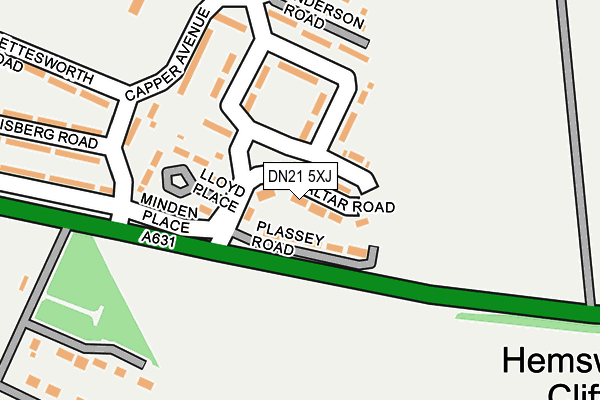 DN21 5XJ map - OS OpenMap – Local (Ordnance Survey)