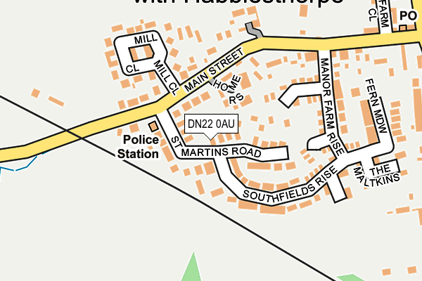 DN22 0AU map - OS OpenMap – Local (Ordnance Survey)