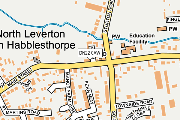 DN22 0AW map - OS OpenMap – Local (Ordnance Survey)