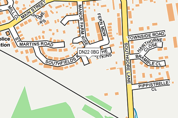 DN22 0BG map - OS OpenMap – Local (Ordnance Survey)