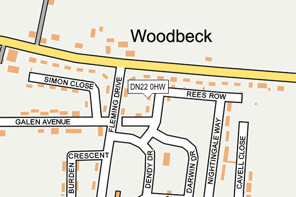 DN22 0HW map - OS OpenMap – Local (Ordnance Survey)