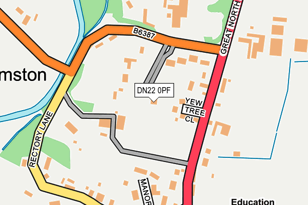DN22 0PF map - OS OpenMap – Local (Ordnance Survey)
