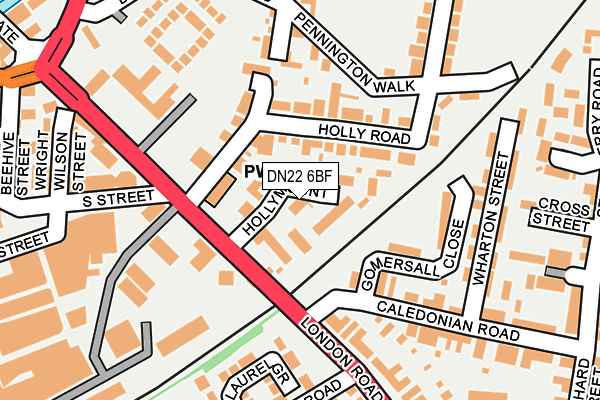 DN22 6BF map - OS OpenMap – Local (Ordnance Survey)