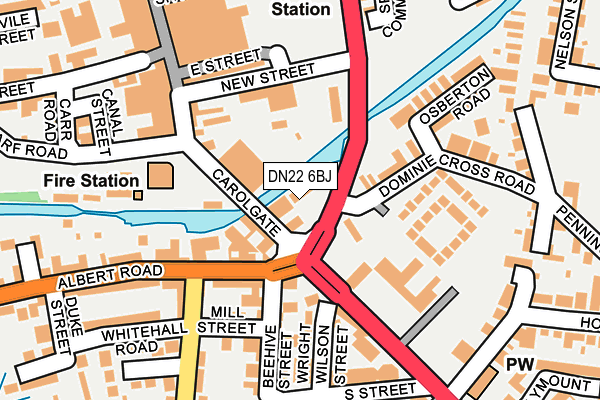 DN22 6BJ map - OS OpenMap – Local (Ordnance Survey)