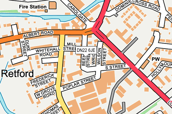DN22 6JE map - OS OpenMap – Local (Ordnance Survey)