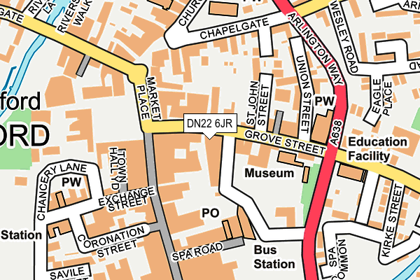 DN22 6JR map - OS OpenMap – Local (Ordnance Survey)