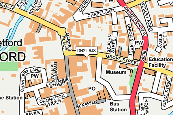 DN22 6JS map - OS OpenMap – Local (Ordnance Survey)