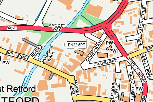 DN22 6PE map - OS OpenMap – Local (Ordnance Survey)
