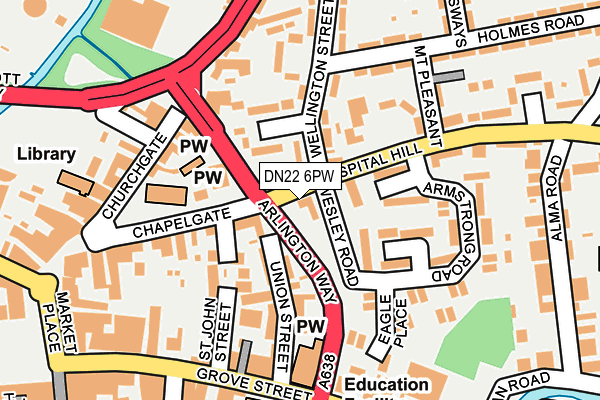 DN22 6PW map - OS OpenMap – Local (Ordnance Survey)