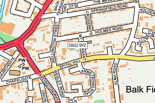 DN22 6PZ map - OS OpenMap – Local (Ordnance Survey)