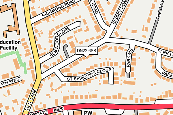 DN22 6SB map - OS OpenMap – Local (Ordnance Survey)