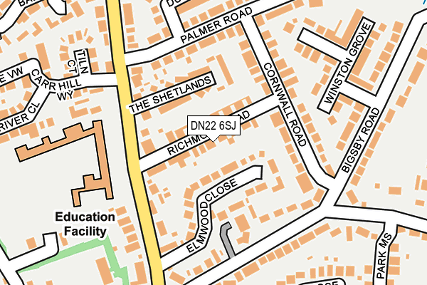 DN22 6SJ map - OS OpenMap – Local (Ordnance Survey)