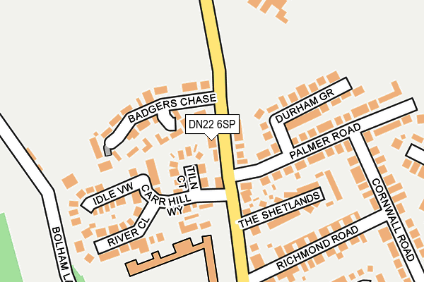 DN22 6SP map - OS OpenMap – Local (Ordnance Survey)