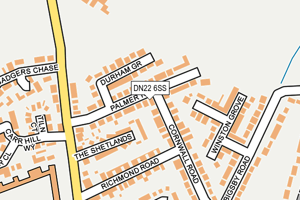 DN22 6SS map - OS OpenMap – Local (Ordnance Survey)