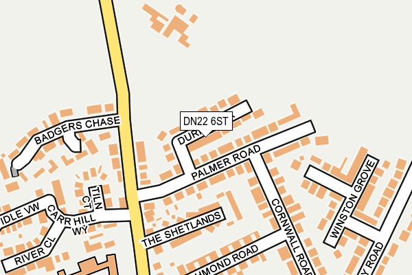 DN22 6ST map - OS OpenMap – Local (Ordnance Survey)